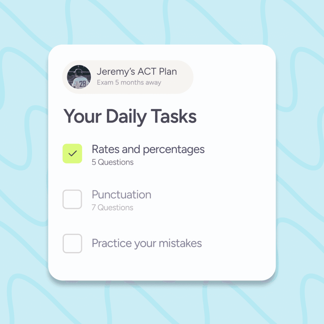 Acely study plan calendar with daily tasks