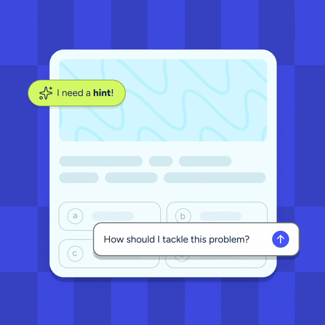 Practice question interface with I need a hint and How should I tackle this problem